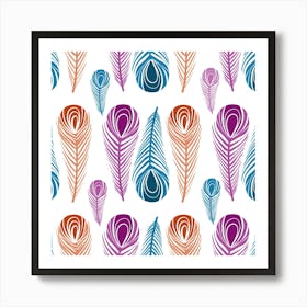 Pen Peacock Colors Colored Pattern Art Print