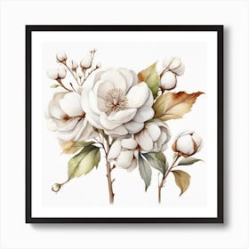 Cotton Flower branch 2 Art Print