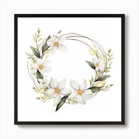 Magnolia Wreath 2 Art Print