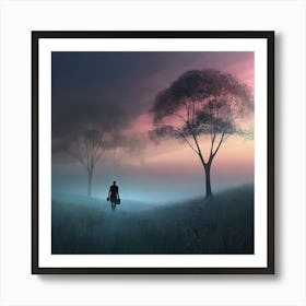 Man Walking In The Fog Art Print