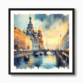 Watercolor Of St Petersburg Art Print