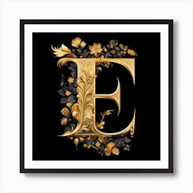 Gold Letter E Art Print