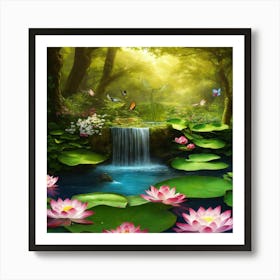 Water Lilies In The Forest Art Print