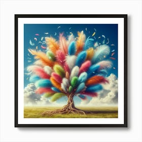 Colorful Feather Tree Art Print