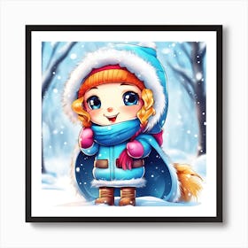 Little Girl In Winter Coat Art Print