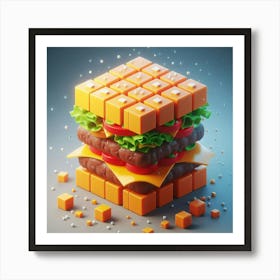 3d Rendering Of A Hamburger Art Print