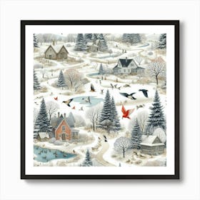 Cozy Winter Village Poster