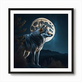 Lone Wolf beneath the stars Art Print