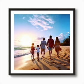 Family On The Beach 1 Art Print