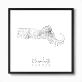 Massachusetts Minimal Street Map Square Art Print