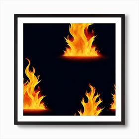 Flames On Black Background 54 Art Print