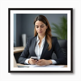 Businesswoman Looking At Her Phone 1 Art Print