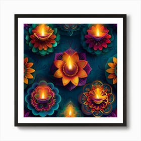 Diwali Themed Banner Texture Featuring Rangoli P 171 Art Print