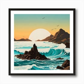 Sunset Over The Ocean 1 Art Print