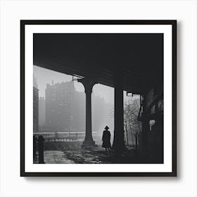 Man Walking Under A Bridge Art Print