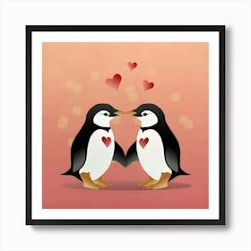 Valentine Penguins Art Print