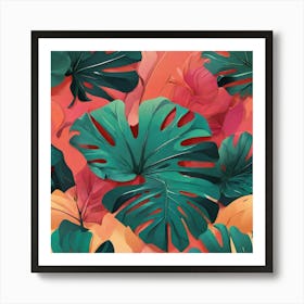 Aesthetic style, Abstraction with tropical leaf 10 Art Print