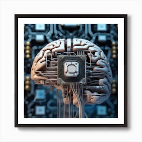 Brain On A Circuit Board 82 Art Print