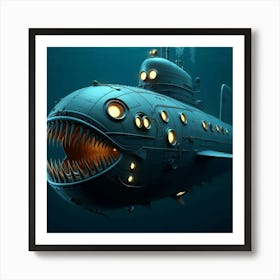 Submarine In The Ocean Art Print