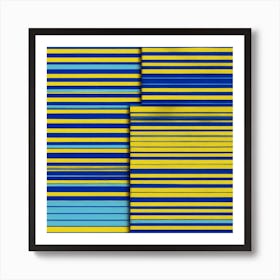 Blue And Yellow Stripes Art Print