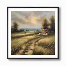 House In The Field Art Print