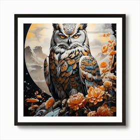 Owl In The Moonlight Art Print