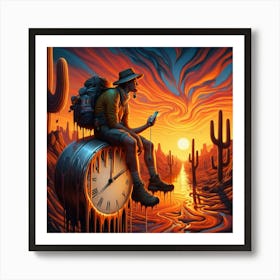 Cactus Clock 1 Art Print