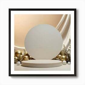 White Circle With Gold Ornaments Art Print