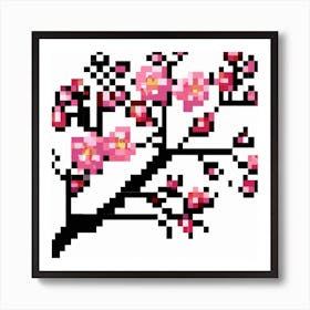 Cherry Blossom Pixel Art Art Print