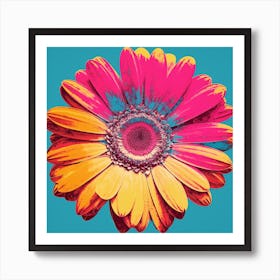 Andy Warhol Style Pop Art Flowers Gerbera Daisy 3 Square Art Print