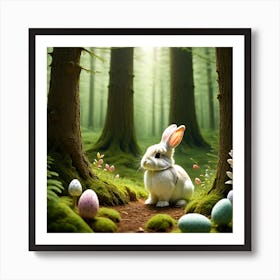 Easter Bunny In The Forest Art Print