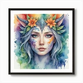 Girl With Horns Art Print