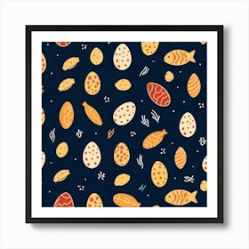 Easter Eggs Seamless Pattern Art Print Art Print