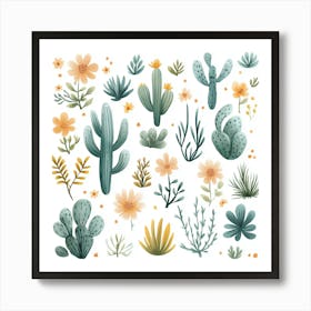 Cactus Set Art Print