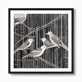 Birds In The Rain Art Print