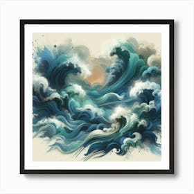 Ocean Waves Canvas Print Art Print