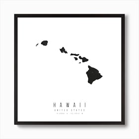 Hawaii Mono Black And White State Square Art Print