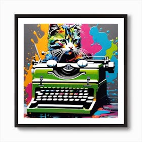 Cat On Typewriter 1 Art Print