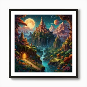 Fantasy Castle In The Forest Art Print