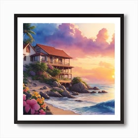 beautiful house during senset Art Print