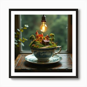 Miniature Village In A Teacup Art Print