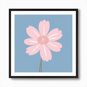 A White And Pink Flower In Minimalist Style Square Composition 646 Art Print