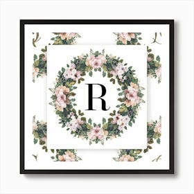 Floral Wreath Monogram Art Print