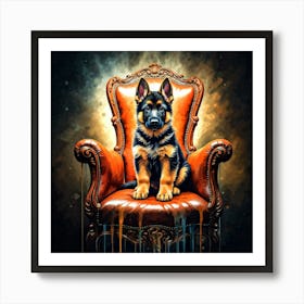 German Shepherd In The Throne Art Print