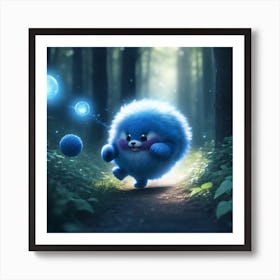 Blue Hedgehog In The Forest Art Print