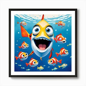 Happy Clown Fish Artwork for Kids Art Print