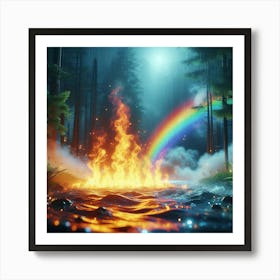 Rainbow In The Forest Art Print