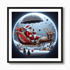 Black Santa with umbrella Art Print