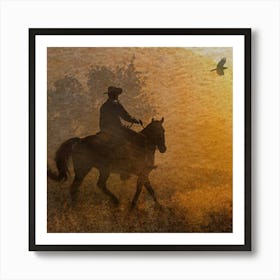 Sunset Cowboy Art Print