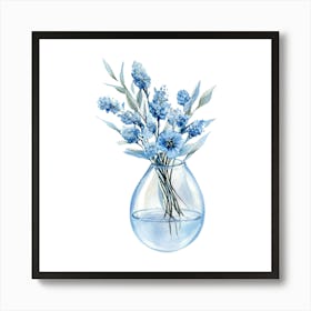 Watercolor Blue Floral 28 Art Print